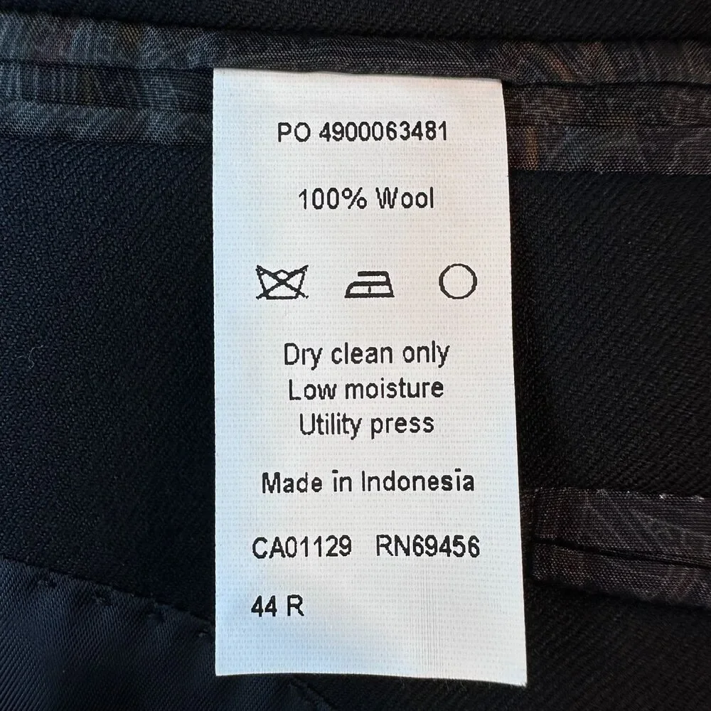 $395 RALPH LAUREN Mens Blazer Sport Coat Two Button Jacket 44R Black Wool 1-Vent